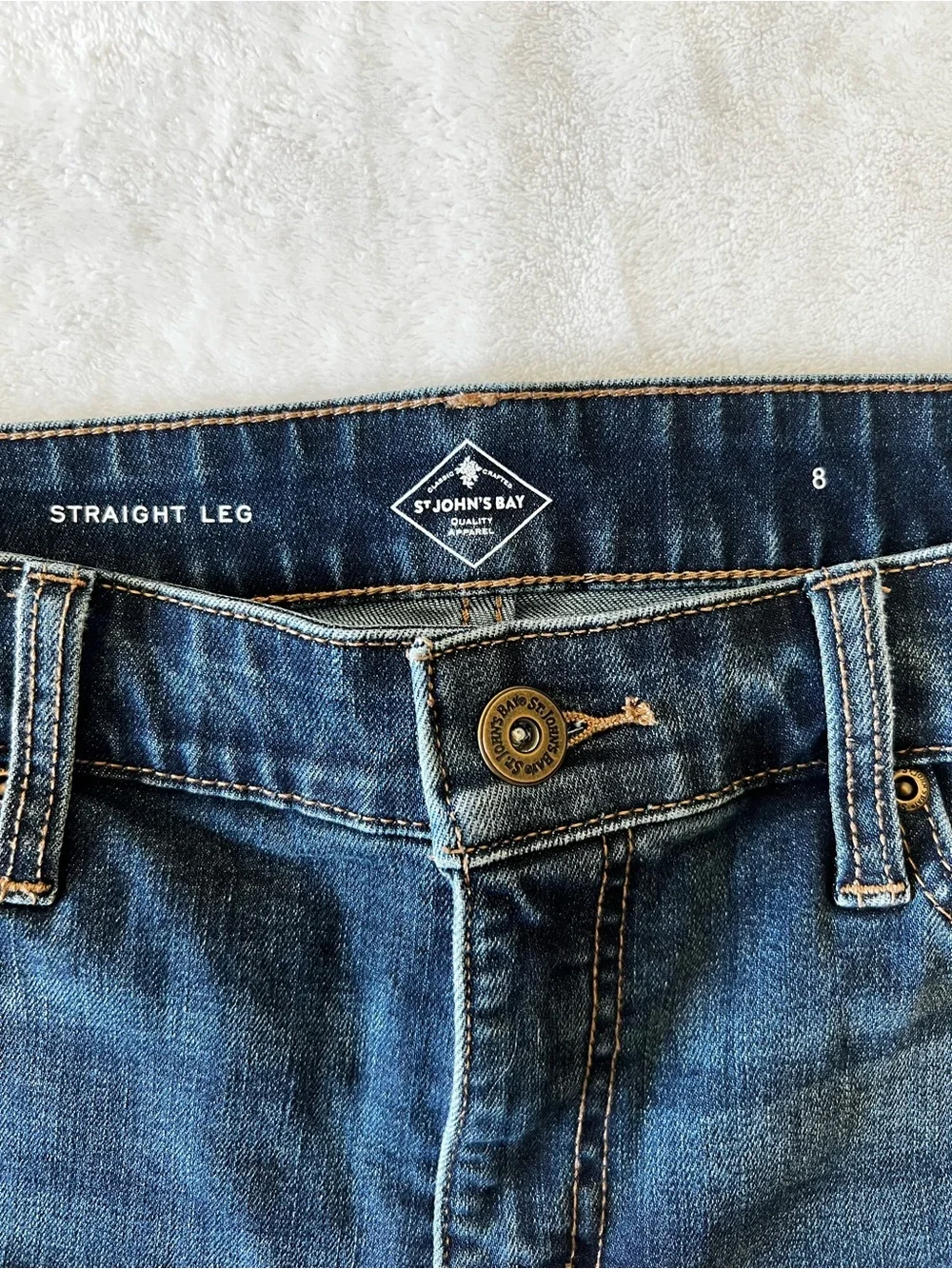 St. John's Bay Dark Wash Straight Leg Jeans Size 8